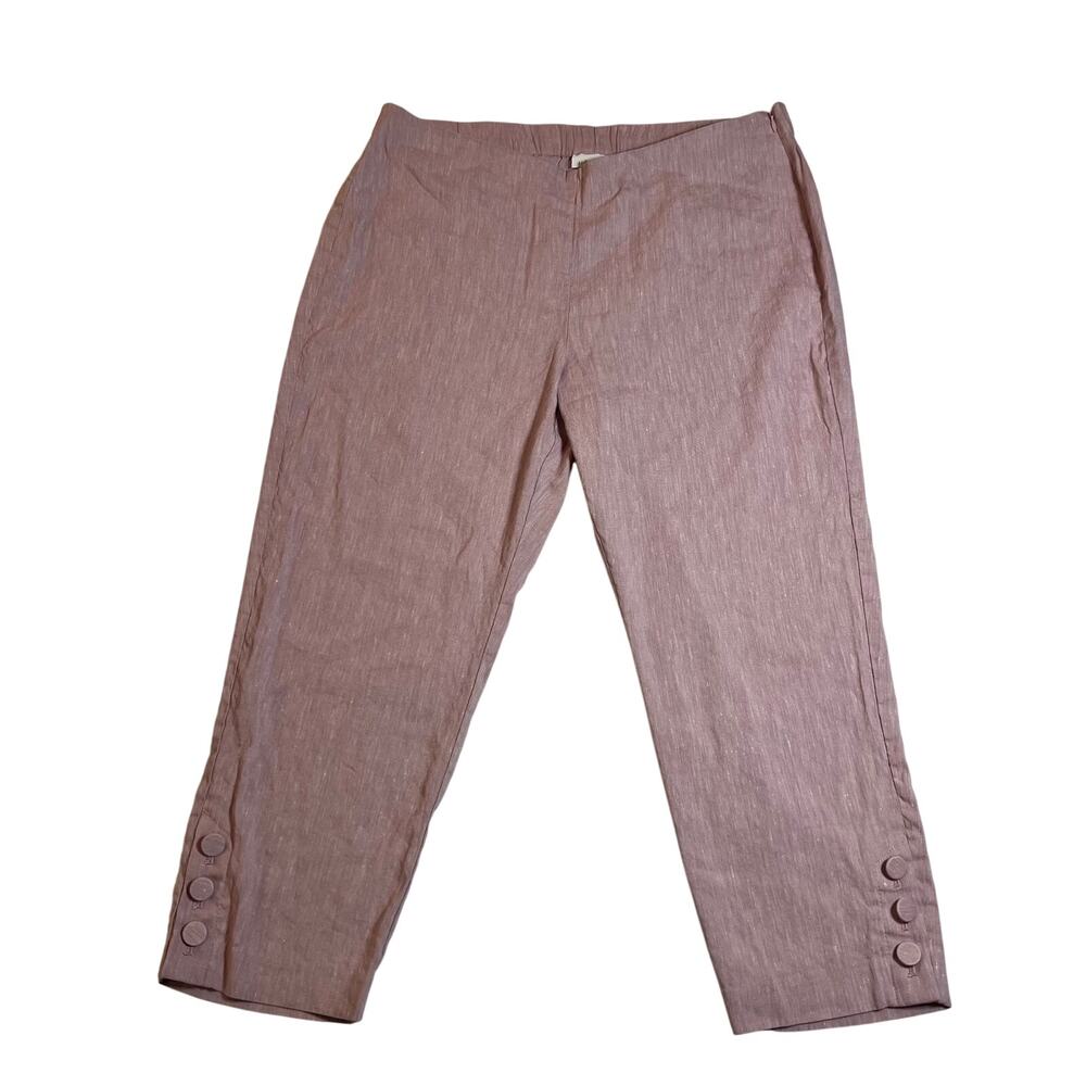 J. Jill High Rise Linen Blend Crop Pants Size L Petite Coastal Minimalist Casual